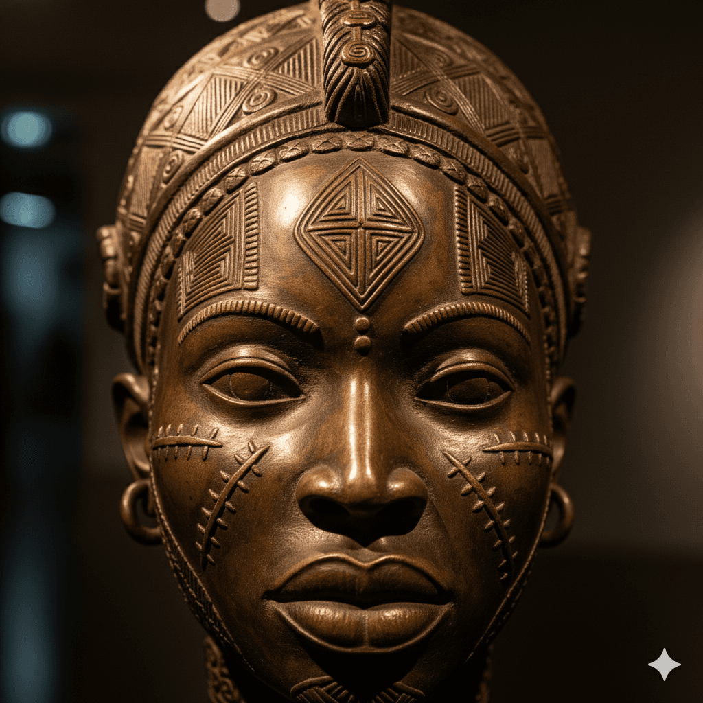 benin bronze head of ife view 3